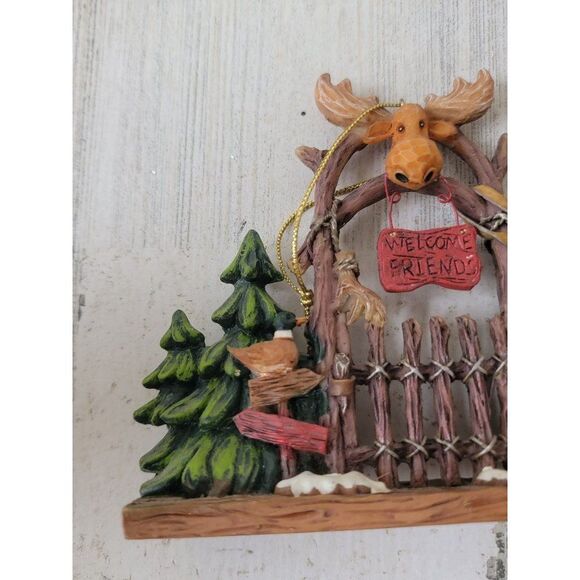 Welcome Friends moose duck Woods hunting ornament Xmas decor - Picture 2 of 7